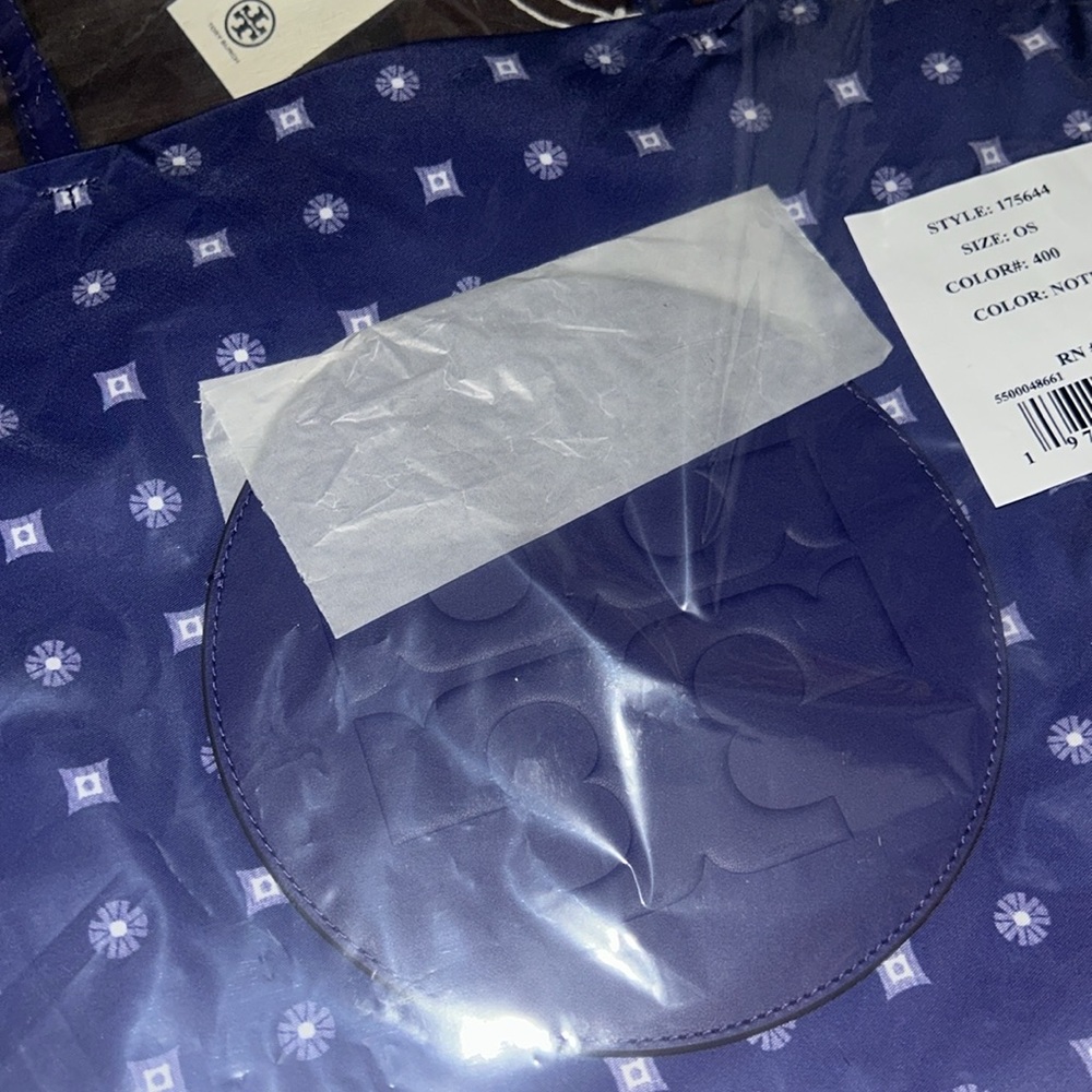 Tory Burch Ella Printed Recycled Polyester Tote Bag Purple & White NWT - Picture 3 of 10